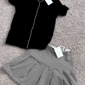 H&M Black and White Checkered Skirt for Kids back to School
